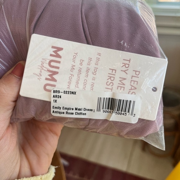 ANTIQUE ROSE CHIFFON SHOW ME YOUR MUMU EMILY EMPIRE MAXI DRESS SIZE 1X - Picture 3 of 4